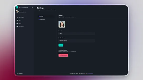 Mary UI Laravel Starter Kit preview 3